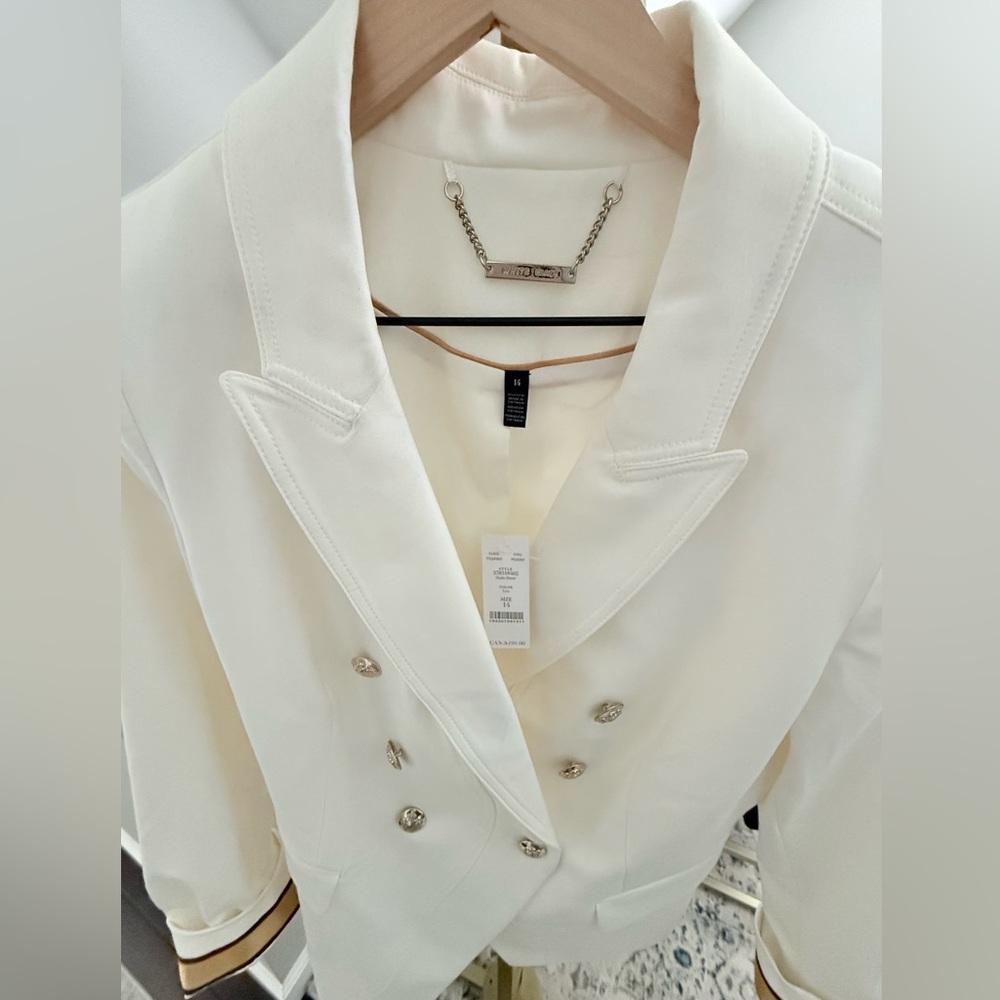 White House Black Market White/Ivory Double Breasted Blazer with Gold Trim(NWT) - Picture 9 of 9
